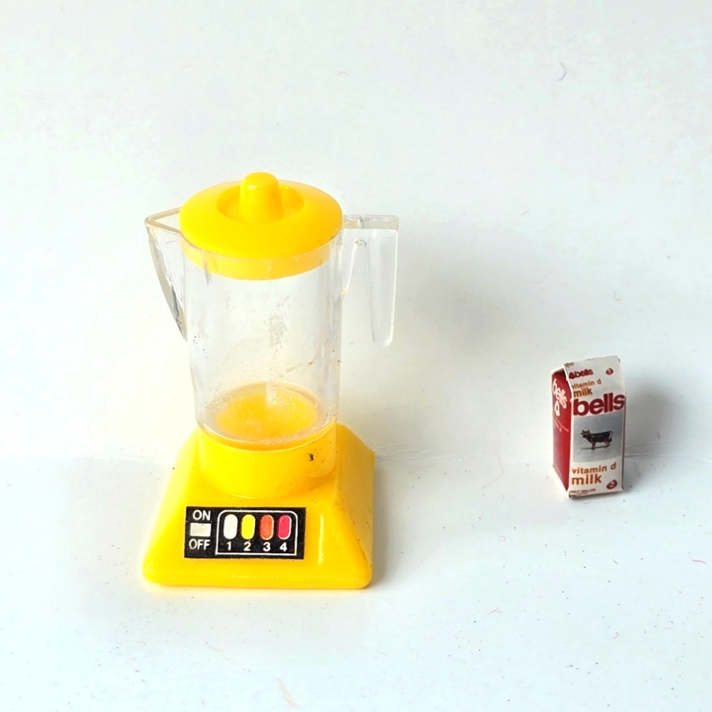 Vintage Miniature Dollhouse Blender and Milk Carton